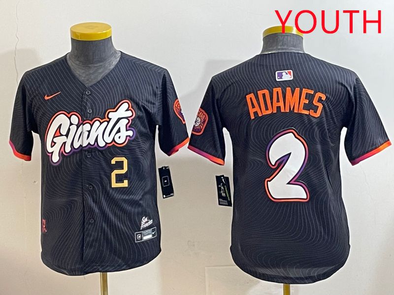 Youth San Francisco Giants 2 Adames Black Joint Name 2025 Nike MLB Jersey style 4